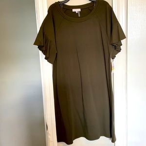 Olive green dress With fluttered sleeves